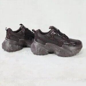 Cush Sparkle Sport Rhinestone Comfy Platform Light Weight Sneakers Brown Mocha D